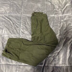 TNA Dark Green Cargo/Worker Pants. Adjustable Waist, And Ankles.